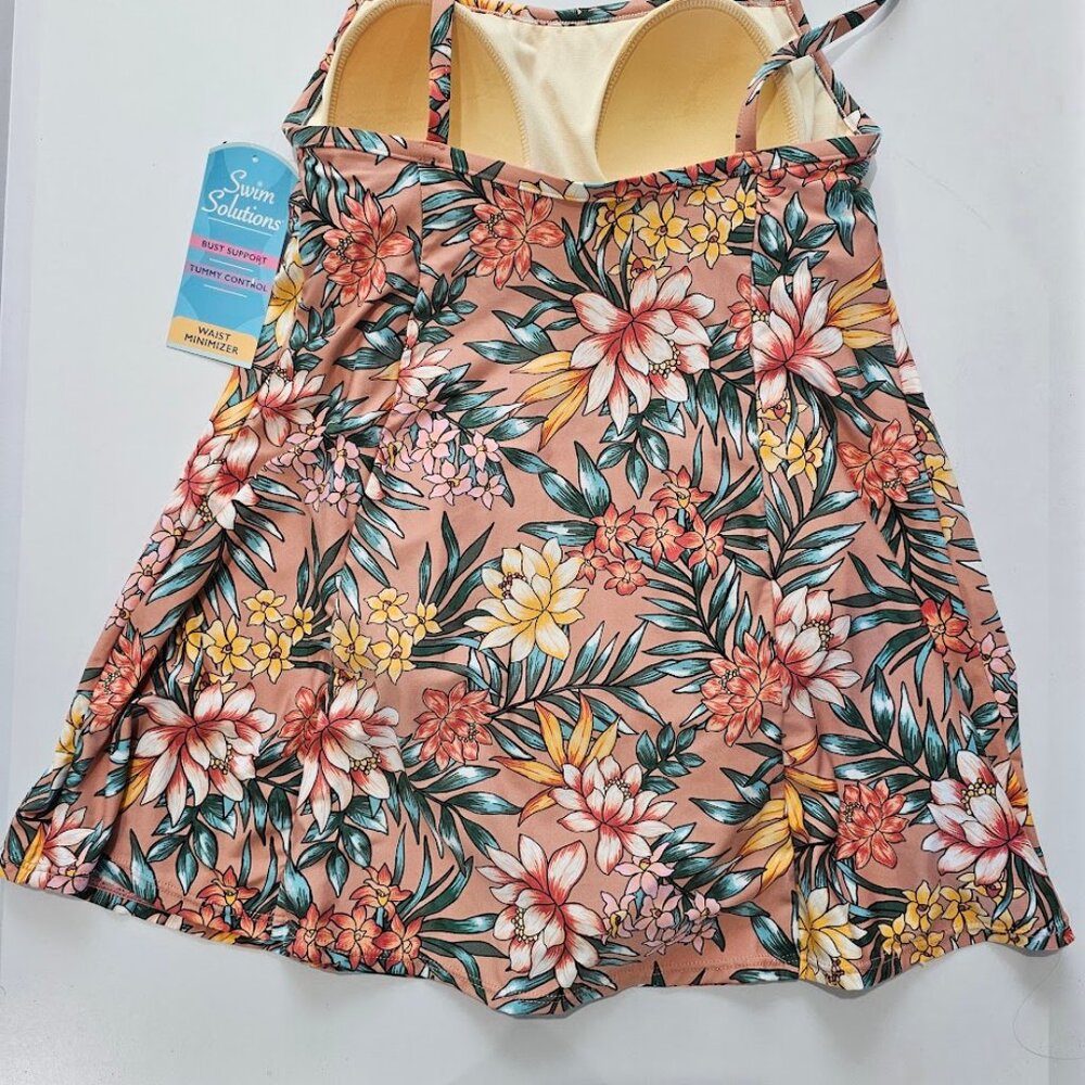 Swim Solutions Tummy-Control Empire Waist Swimdress - Picture 9 of 15